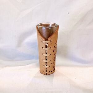 Bar Tall Shot Glass in Leather Case, Mexico, los Cabos